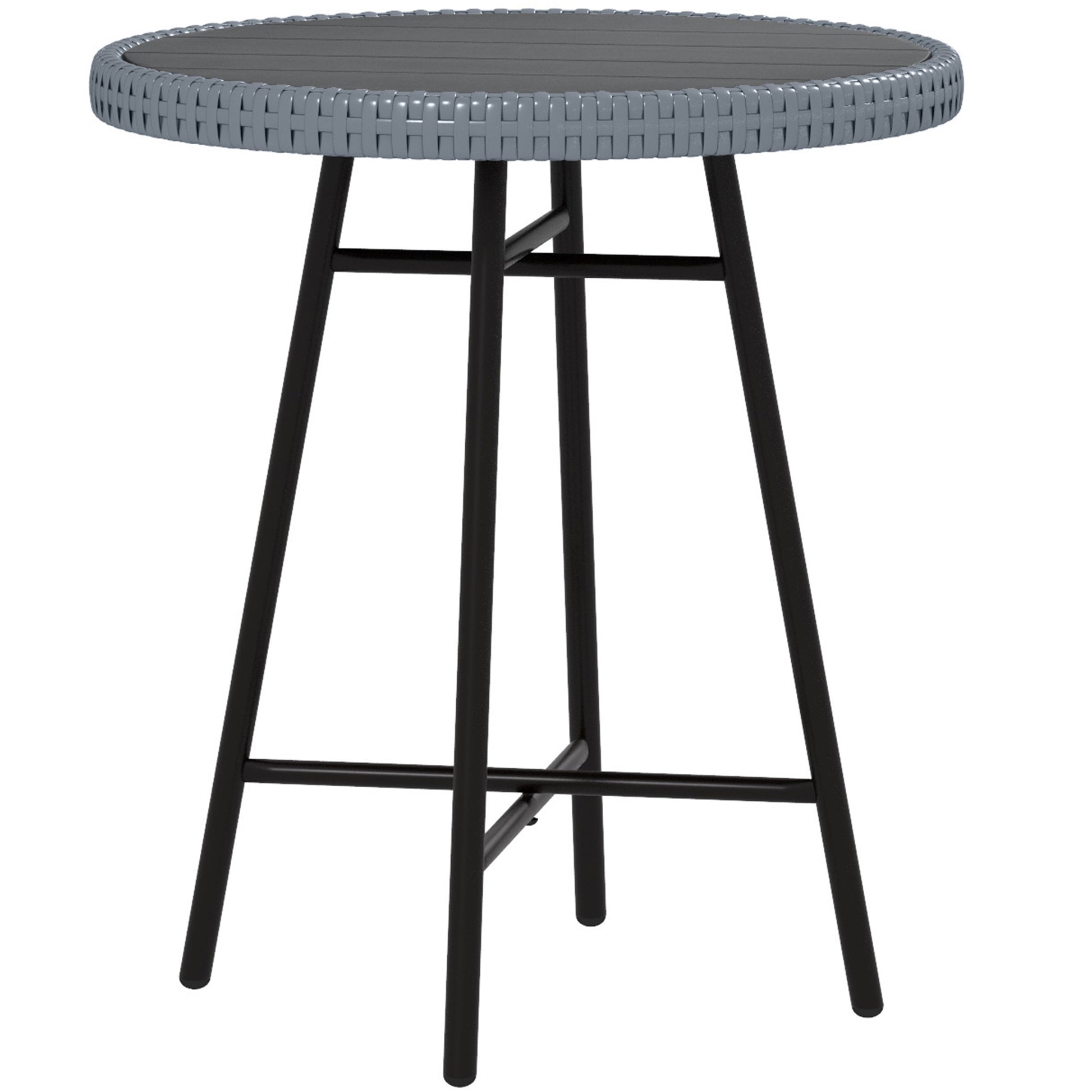 Photo of Outsunny Rattan Border Outdoor Side Table - Grey in Grey colour on a white background