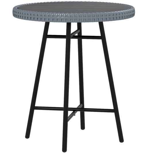Photo of Outsunny Rattan Border Outdoor Side Table - Grey in Grey colour on a white background