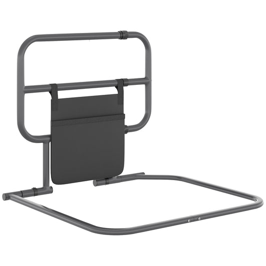 Photo of HOMCOM Folding Bed Rail for Elderly Adults, Bed Assist Rail with Storage Pocket for Disabled, Pregnant, Black in Black colour on a white background