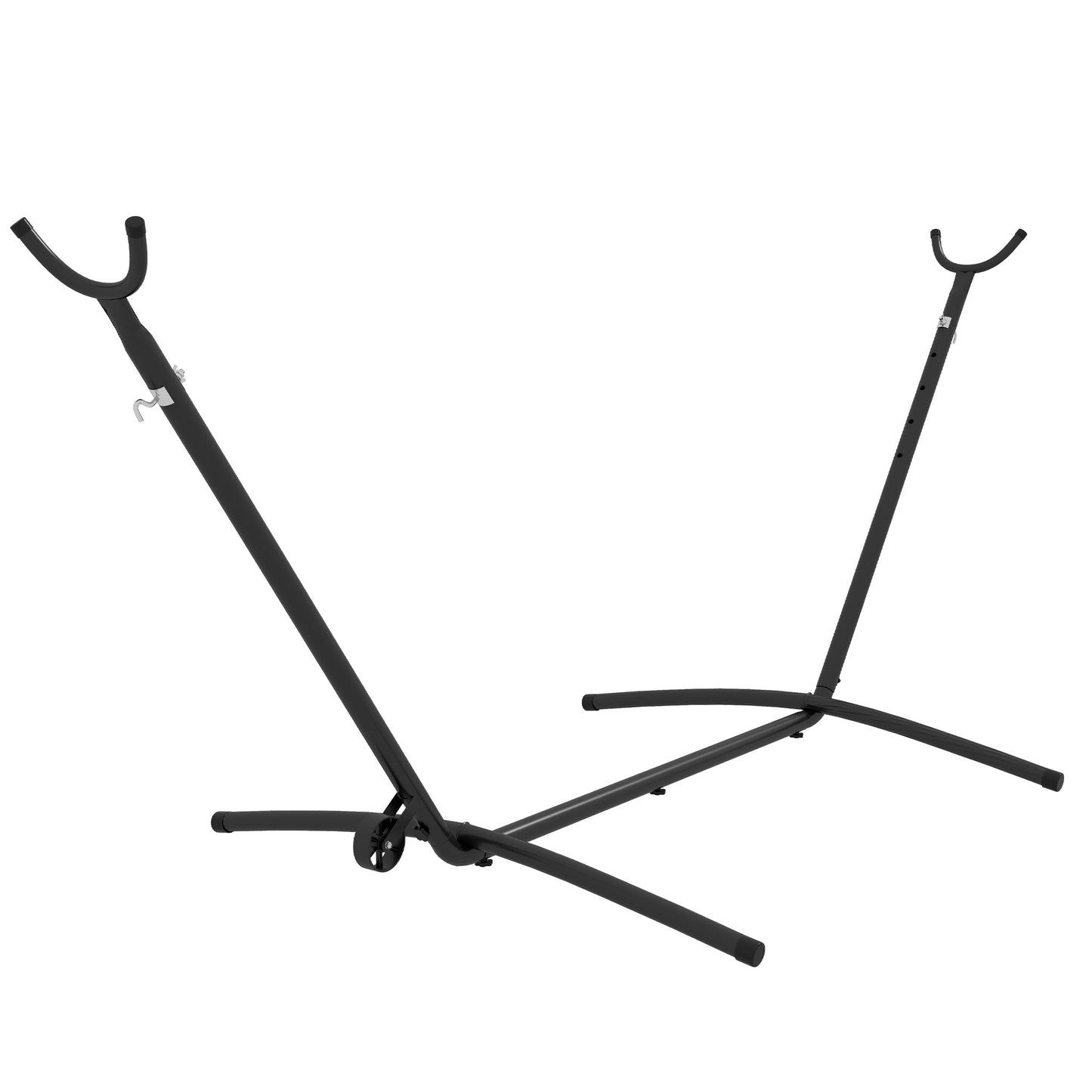 Photo of Outsunny 9.5ft Hammock Stand, Portable Hammock with Wheels, Adjustable Hammock Net Stand with Carry Bag, for String-style, Brazilian-style, Flat-style, Rope-style Hammocks, Black in Black colour on a white background