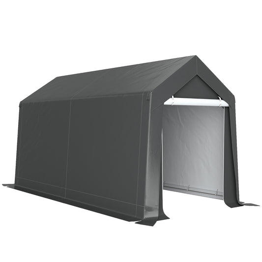 Photo of Outsunny 3.6 x 2.1m Portable Outdoor Shed, with Window - Dark Grey in Grey colour on a white background