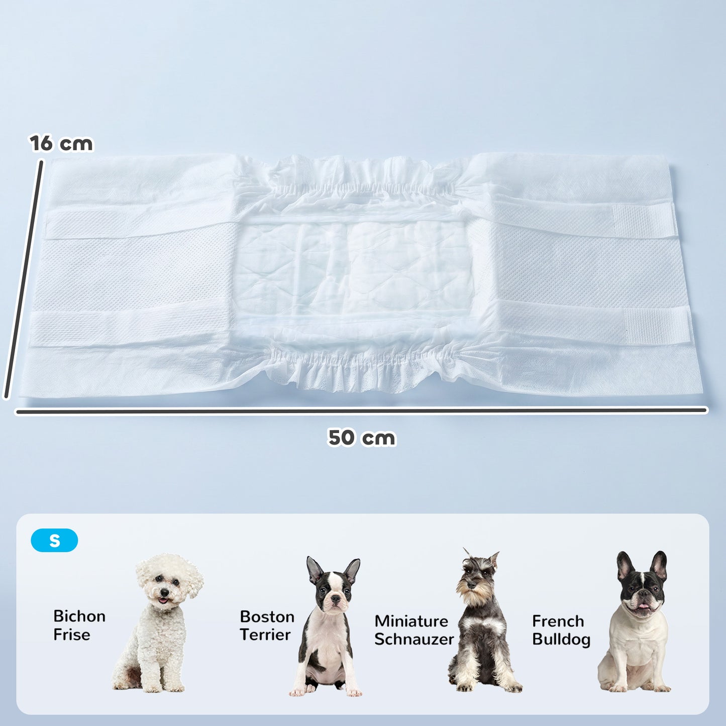 PawHut Dog Diapers Super Absorbent Leak-Proof Dog Nappies for Male Dogs Size S 30-48 cm Waist