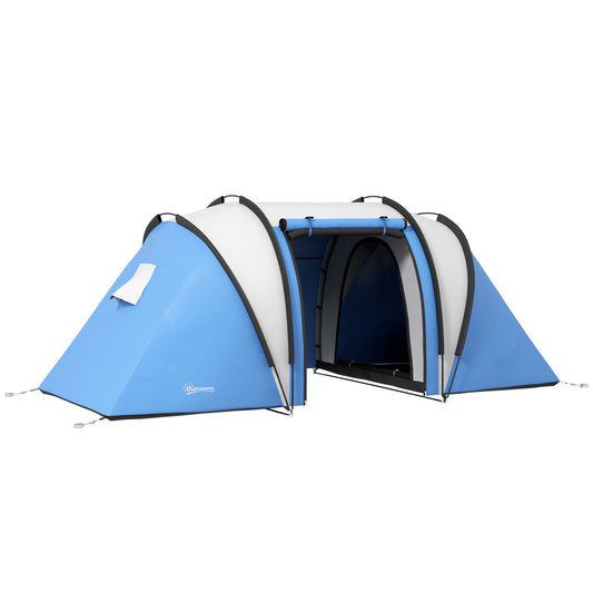 Photo of Outsunny Two-Man Tent, with Bedrooms, Living Room and Canopy - Blue in Blue colour on a white background