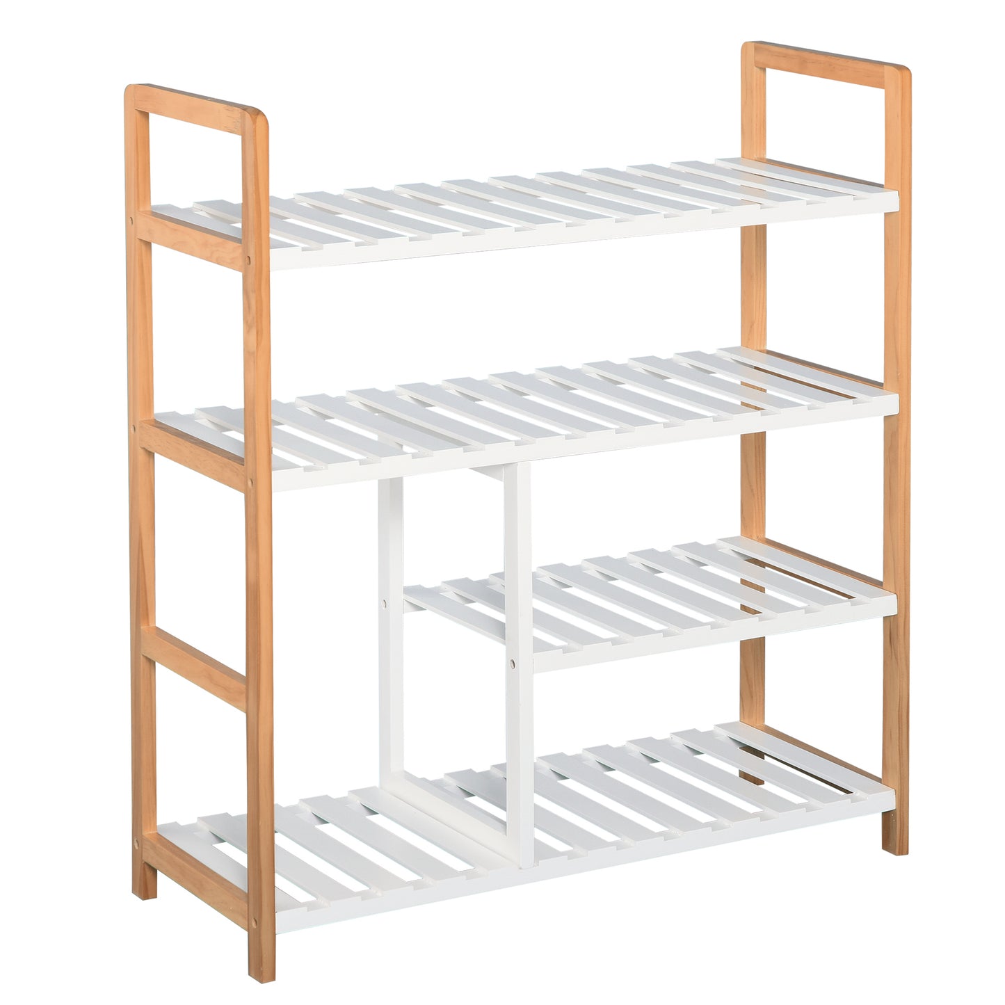 Photo of HOMCOM 4 Tier Shoe Racks Storage Stand Shelf Organizer Wood Frame 78 x 68 x 26 cm Hallway Furniture in Furniture colour on a white background