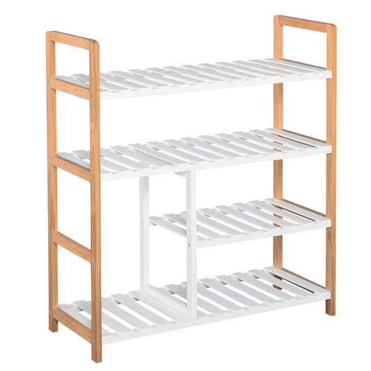 Photo of HOMCOM 4 Tier Shoe Racks Storage Stand Shelf Organizer Wood Frame 78 x 68 x 26 cm Hallway Furniture in Furniture colour on a white background