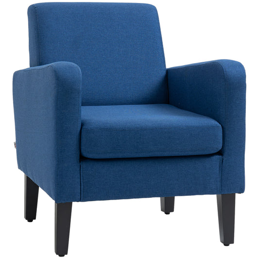 Photo of HOMCOM Linen-Look Boxy Armchair - Blue in Blue colour on a white background