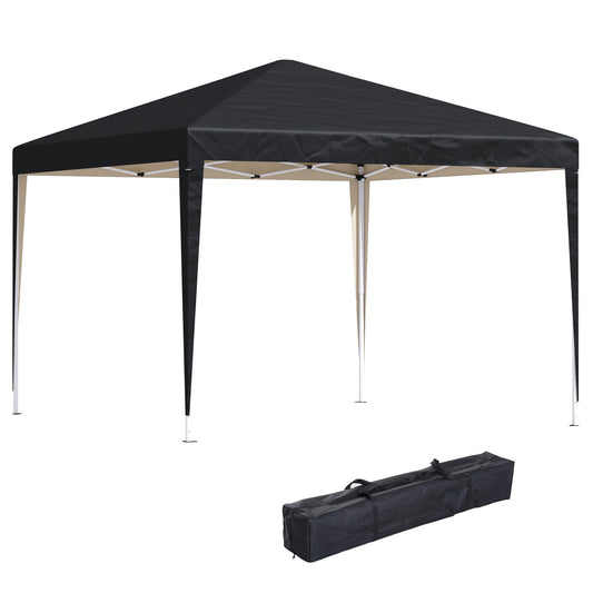 Photo of Outsunny 3 x 3M Garden Pop Up Gazebo Height Adjustable Marquee Party Tent Wedding Canopy with Carrying Bag, Black in Black colour on a white background