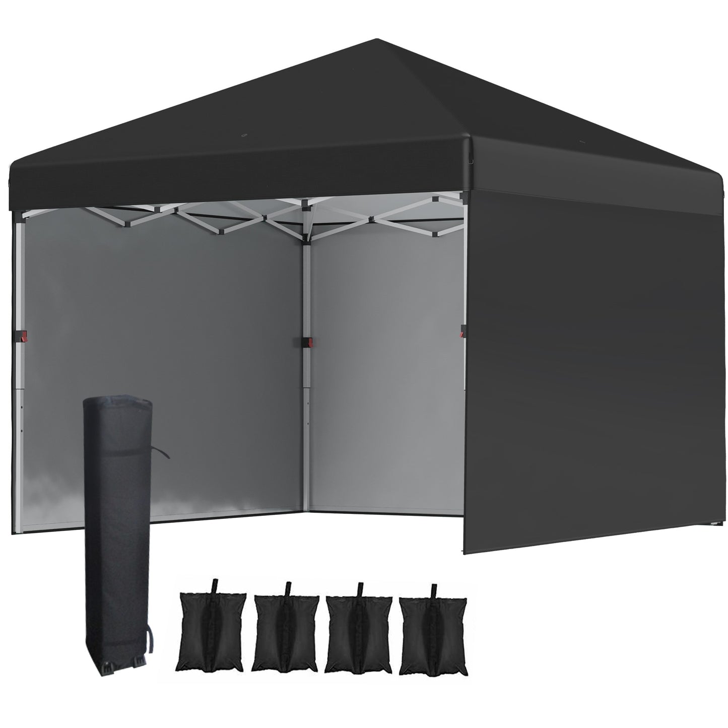 Photo of Outsunny 3 x 3 (M) Pop Up Gazebo Event Shelter, Height Adjustable Party Tent with 3 Sidewalls, Weight Bags and Wheeled Bag in Bag colour on a white background