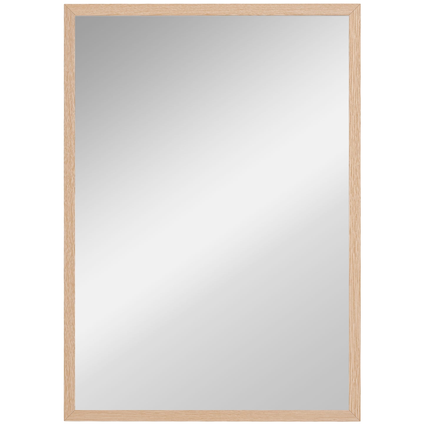 Photo of HOMCOM Wall Bathroom Mirror, 70 x 50 cm Wall-Mounted Mirror for Living Room, Bedroom, Hallway, Natural Wood in Wood colour on a white background