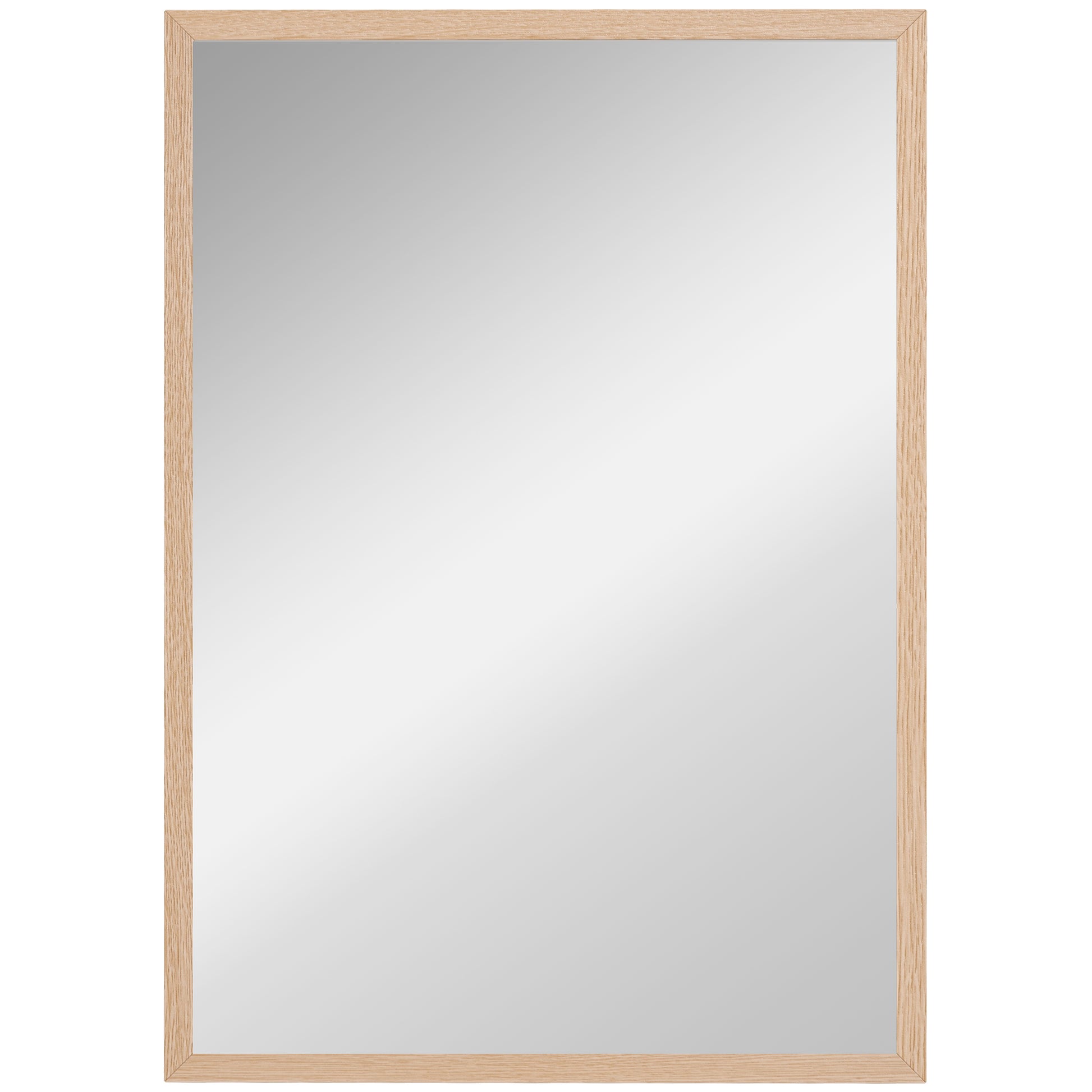 Photo of HOMCOM Wall Bathroom Mirror, 70 x 50 cm Wall-Mounted Mirror for Living Room, Bedroom, Hallway, Natural Wood in Wood colour on a white background