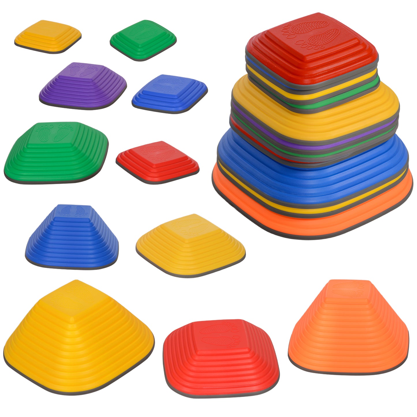 Photo of AIYAPLAY Balance Stepping Stones for Kids, 11-Piece Non-Slip Stackable River Stones, Obstacle Courses for Balance and Motor Skill in Skill colour on a white background