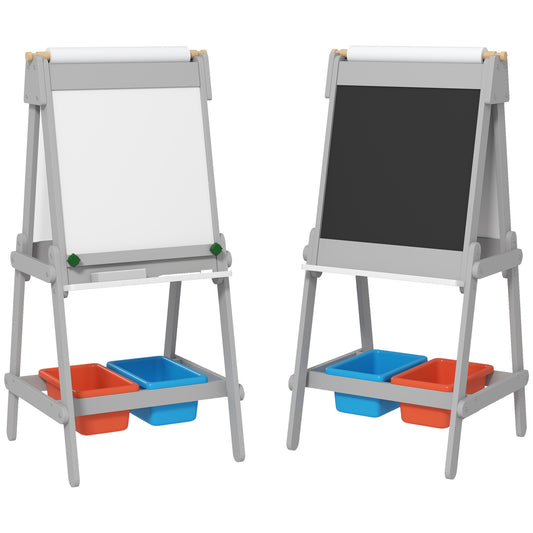 Photo of AIYAPLAY Art Easel for Kids with Paper Roll, Double-Sided Painting Easel with Chalkboard, Whiteboard in Whiteboard colour on a white background