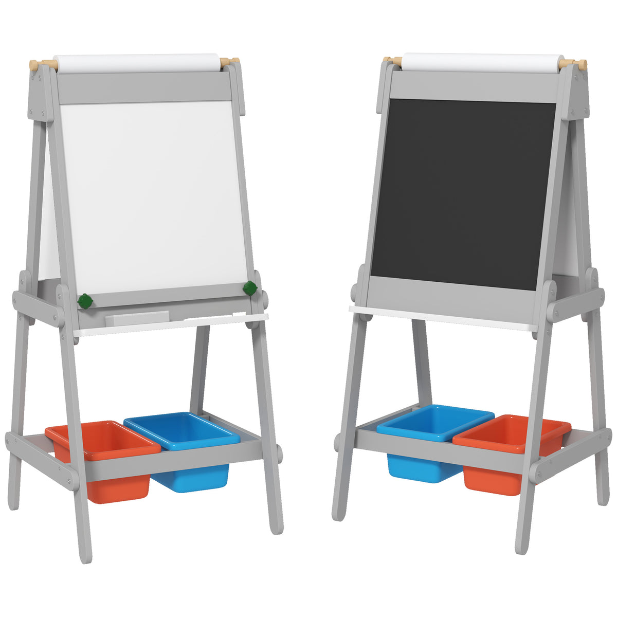 Photo of AIYAPLAY Art Easel for Kids with Paper Roll, Double-Sided Painting Easel with Chalkboard, Whiteboard in Whiteboard colour on a white background