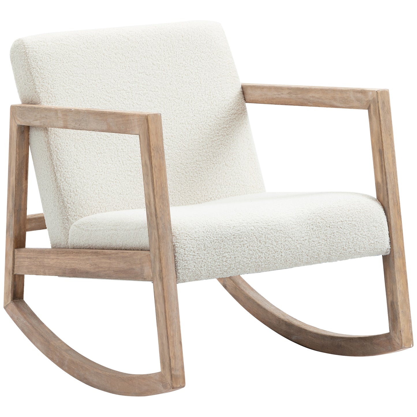 Photo of HOMCOM Rocking Chair, Upholstered Sofa Armchair with Cushion and Wood Base for Living Room and Bedroom, Cream White in White colour on a white background