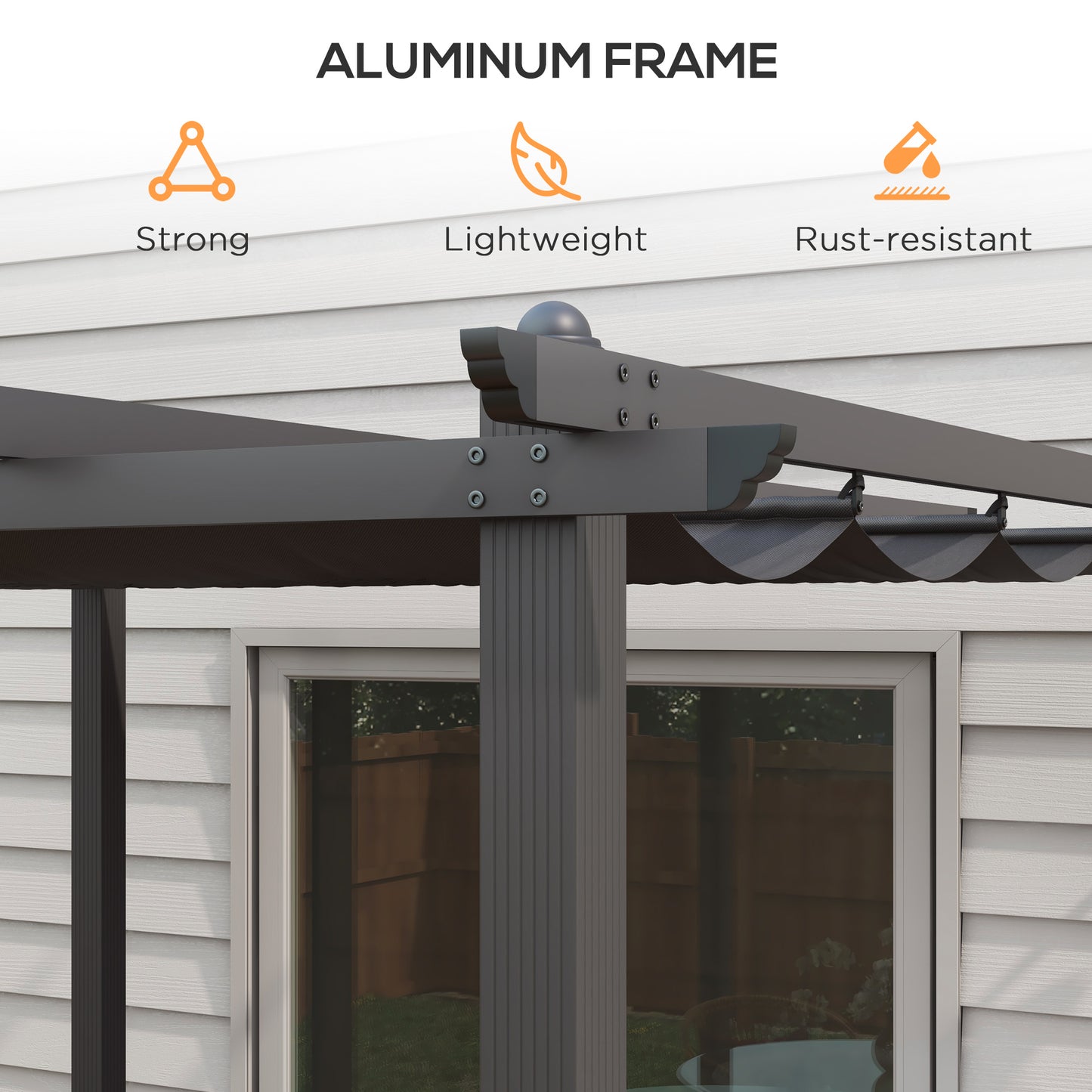 Outsunny 3 x 3m Aluminium Pergola with Retractable Roof and L4 Wind-proof - Dark Grey