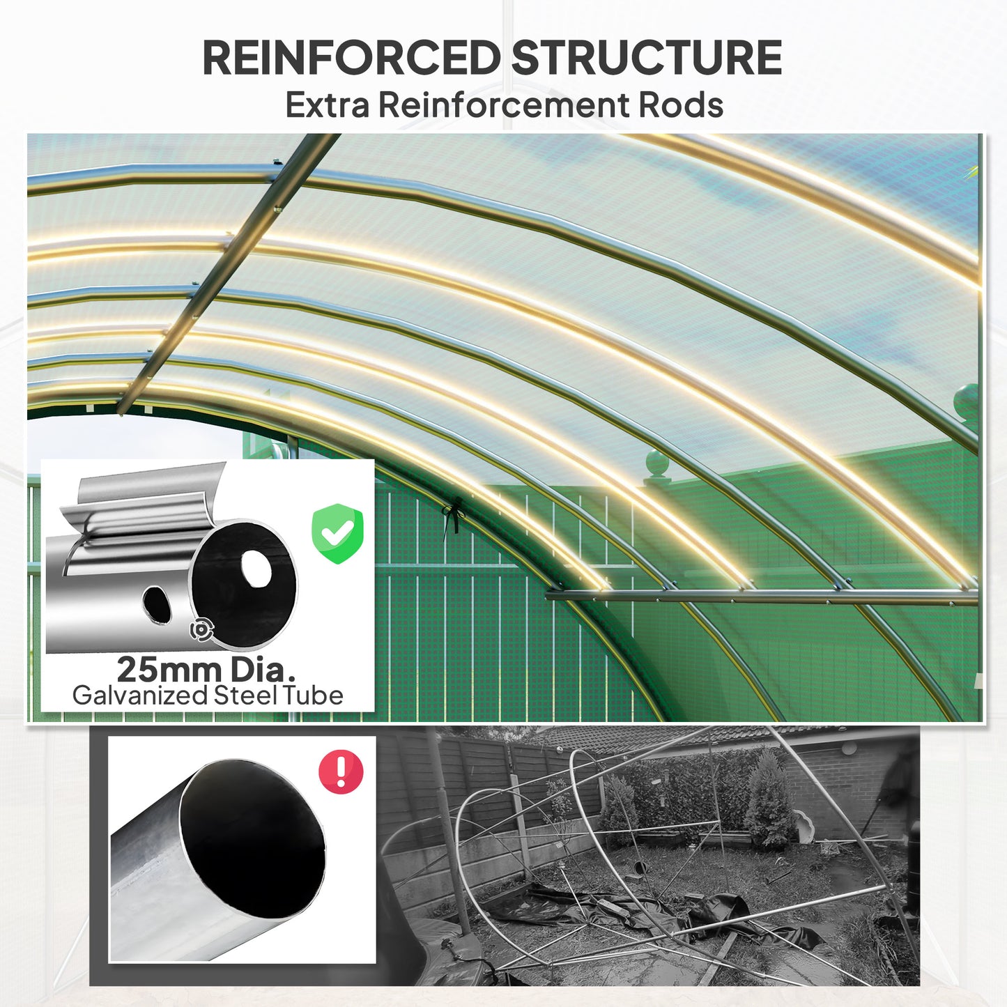 Outsunny 4 x 3 m Polytunnel Greenhouse, with Windows and Doors - Green