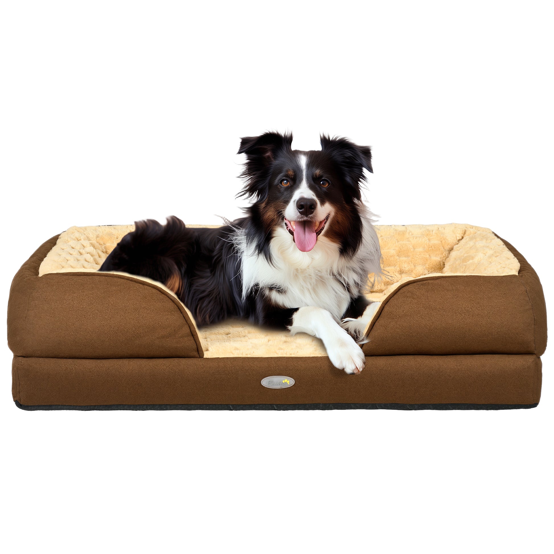 Photo of PawHut Calming Dog Bed Pet Mattress w/ Removable Cover, Anti-Slip Bottom, for Medium Dogs, 90L x 69W x 21Hcm - Brown in Brown colour on a white background