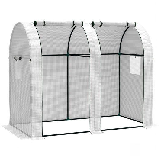 Photo of Outsunny 94 x 185cm Mini Two-Room Greenhouse - White in White colour on a white background