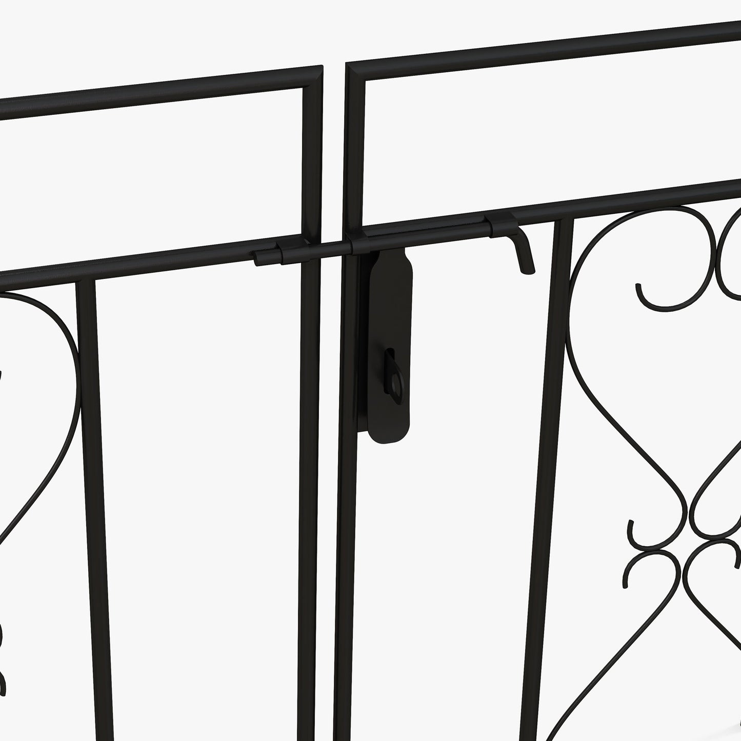 Outsunny Garden Arch with Double Gates, Metal Garden Arbor for Climbing Roses & Vines, Decorative Outdoor Archway for Backyard Pathways, Black