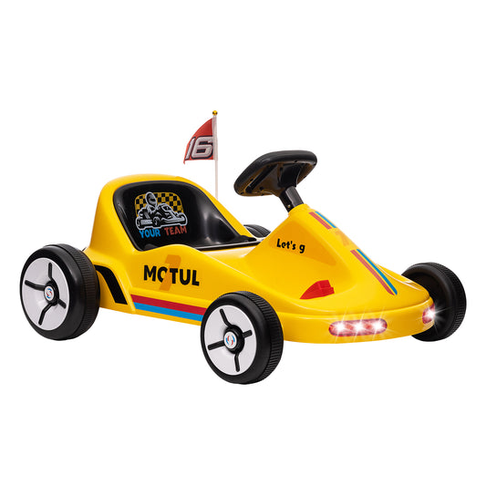 Photo of AIYAPLAY 6V Electric Go Kart for Kids with Music, Light, Horn, for 3-5 Years, Yellow in Yellow colour on a white background