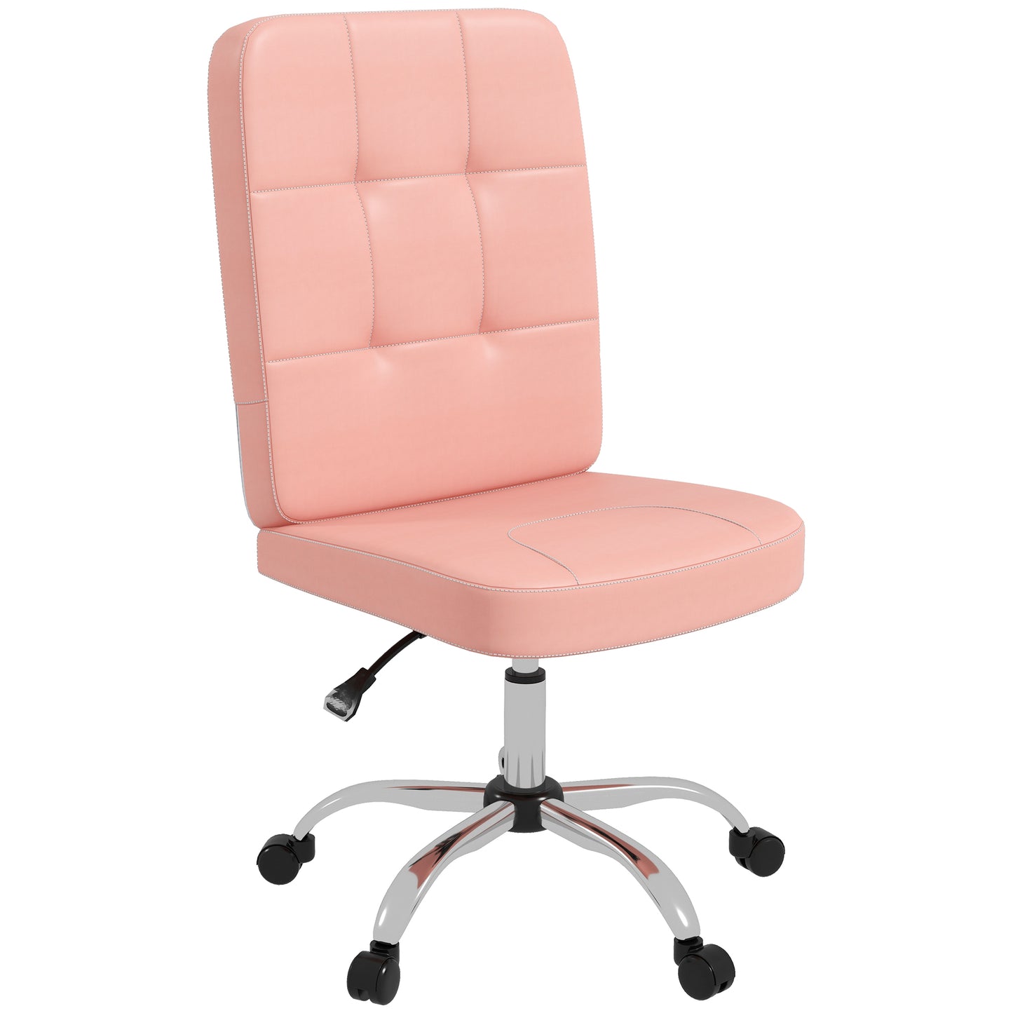 Photo of Vinsetto Armless Faux Leather Office Chair - Pink in Pink colour on a white background