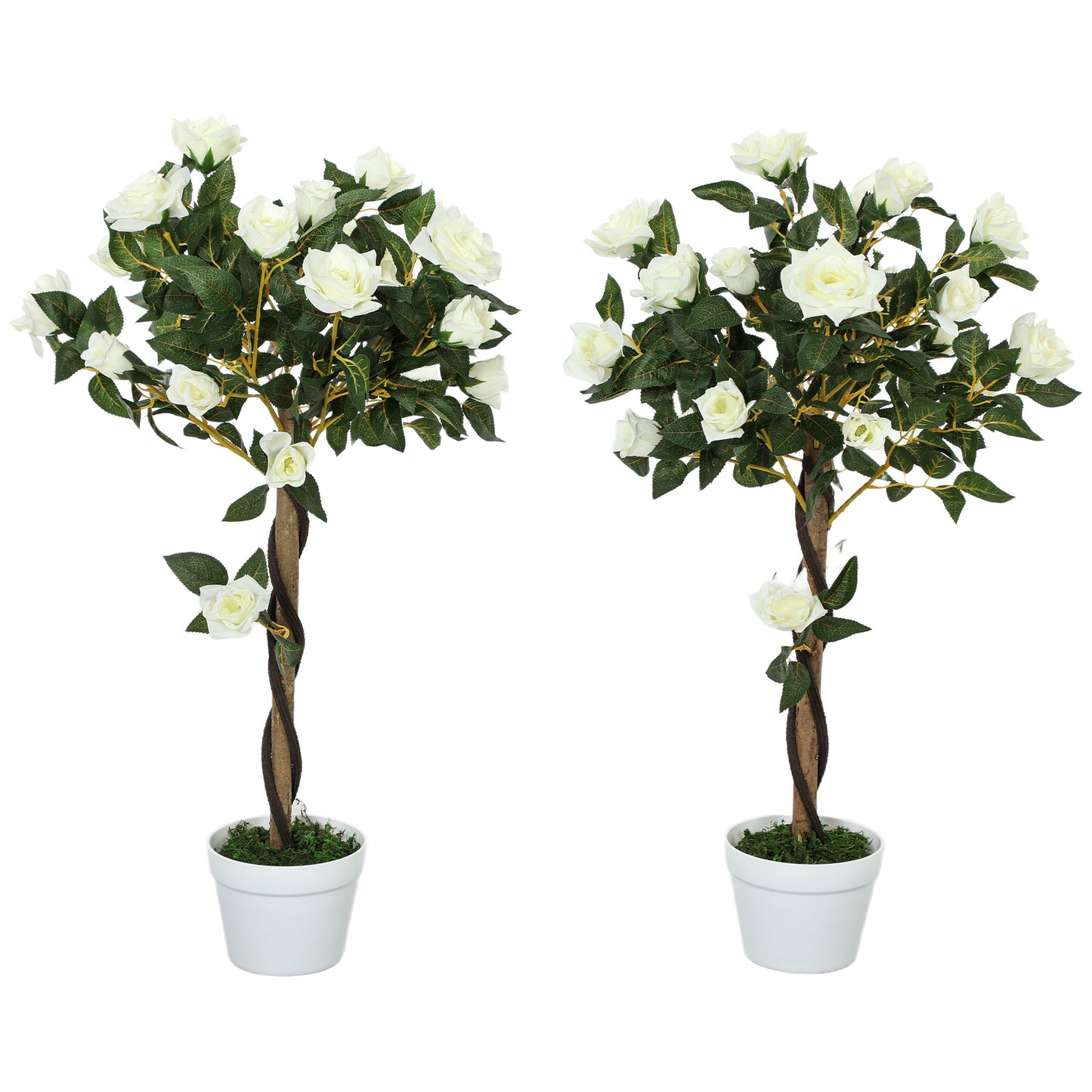 Photo of Outsunny Set of Two Faux Rose Trees - White in White colour on a white background