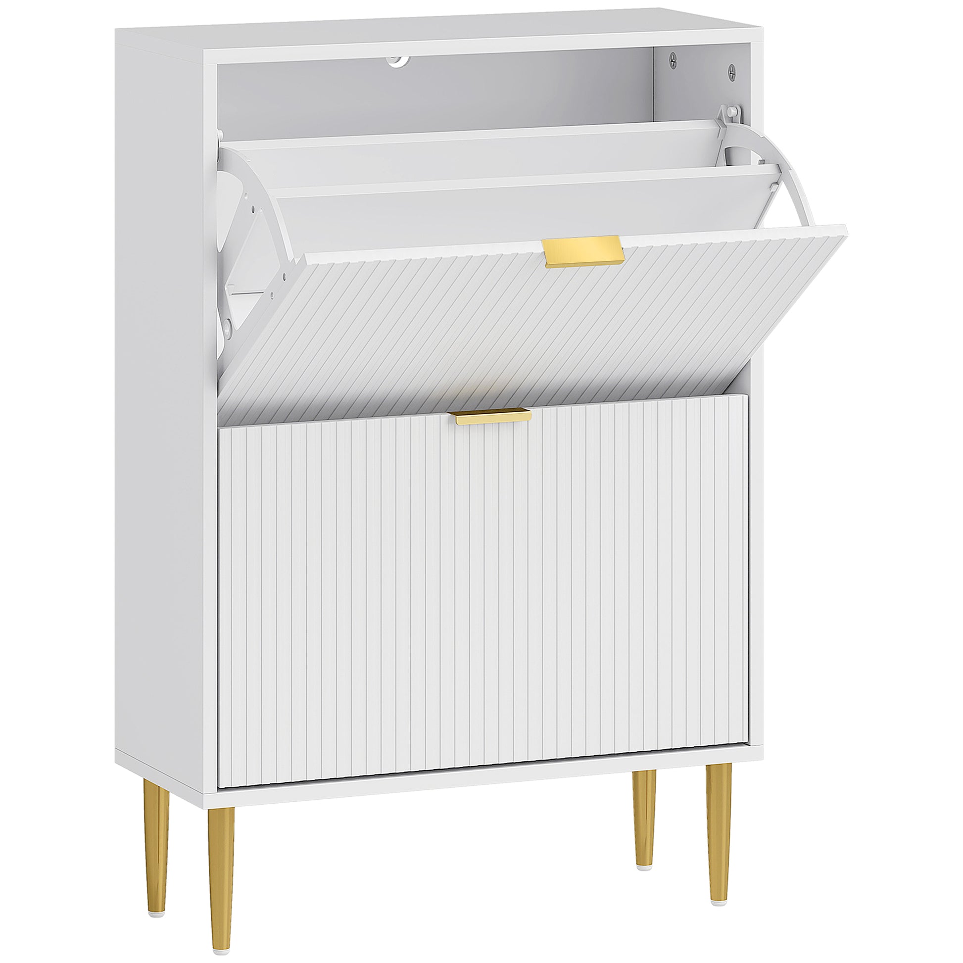 Photo of HOMCOM Elegant Two-Drawer Shoe Cabinet - White in White colour on a white background