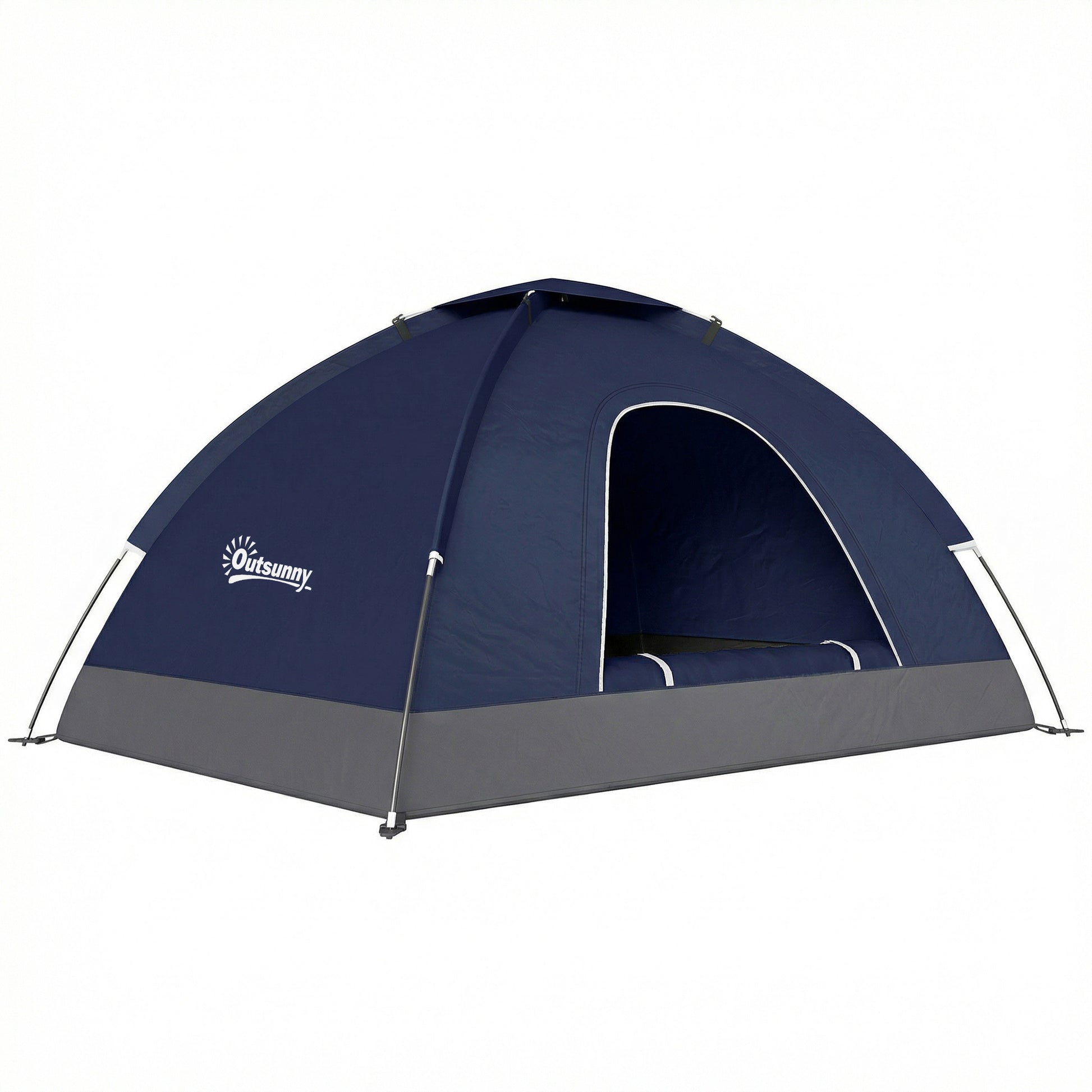 Photo of Outsunny 2 Person Camping Tent, Dome Tent with Zipped Doors, Storage Pocket, Portable Handy Bag, Navy Blue in Blue colour on a white background