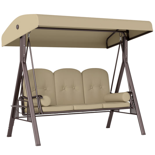 Photo of Outsunny Three-Seater Garden Swing Chair - Brown in Brown colour on a white background