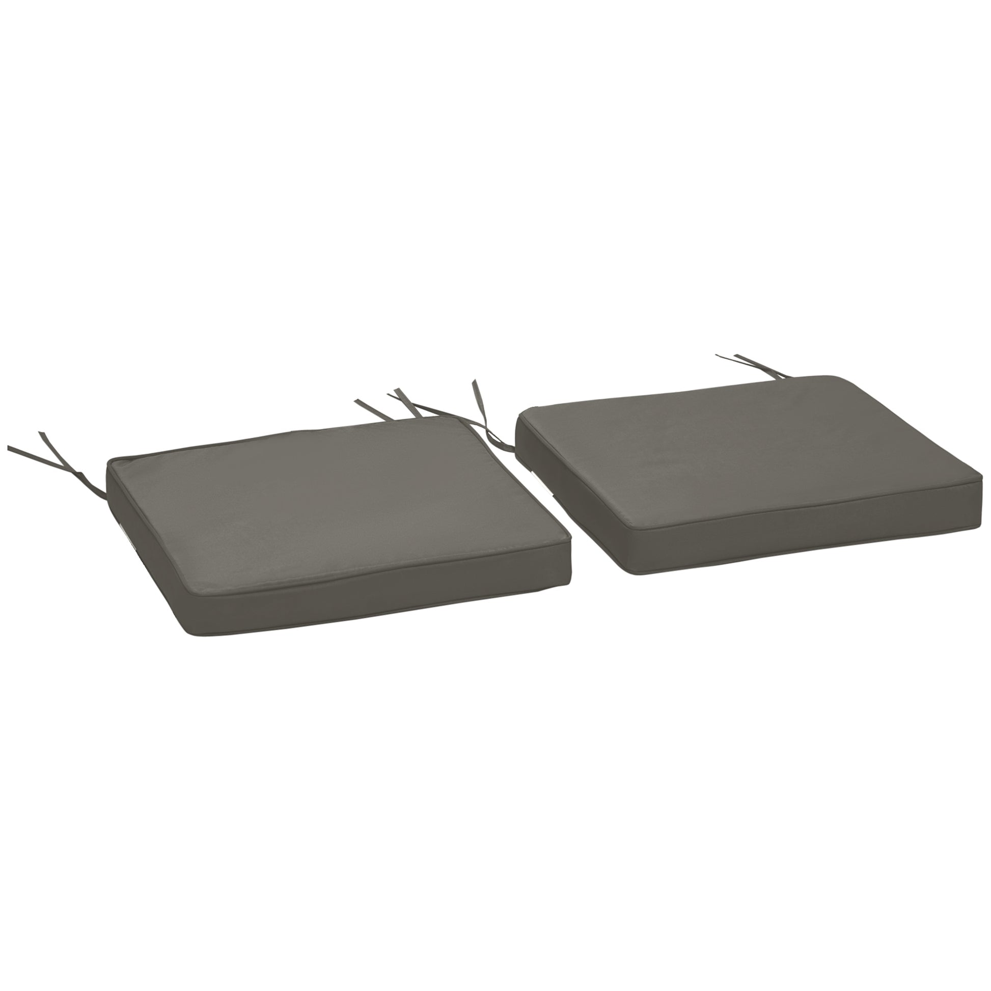 Photo of Outsunny Set of 2 Garden Chair Cushions with Ties, 45 x 45 cm Replacement Cushions for Outdoor Furniture, Dark Grey in Grey colour on a white background