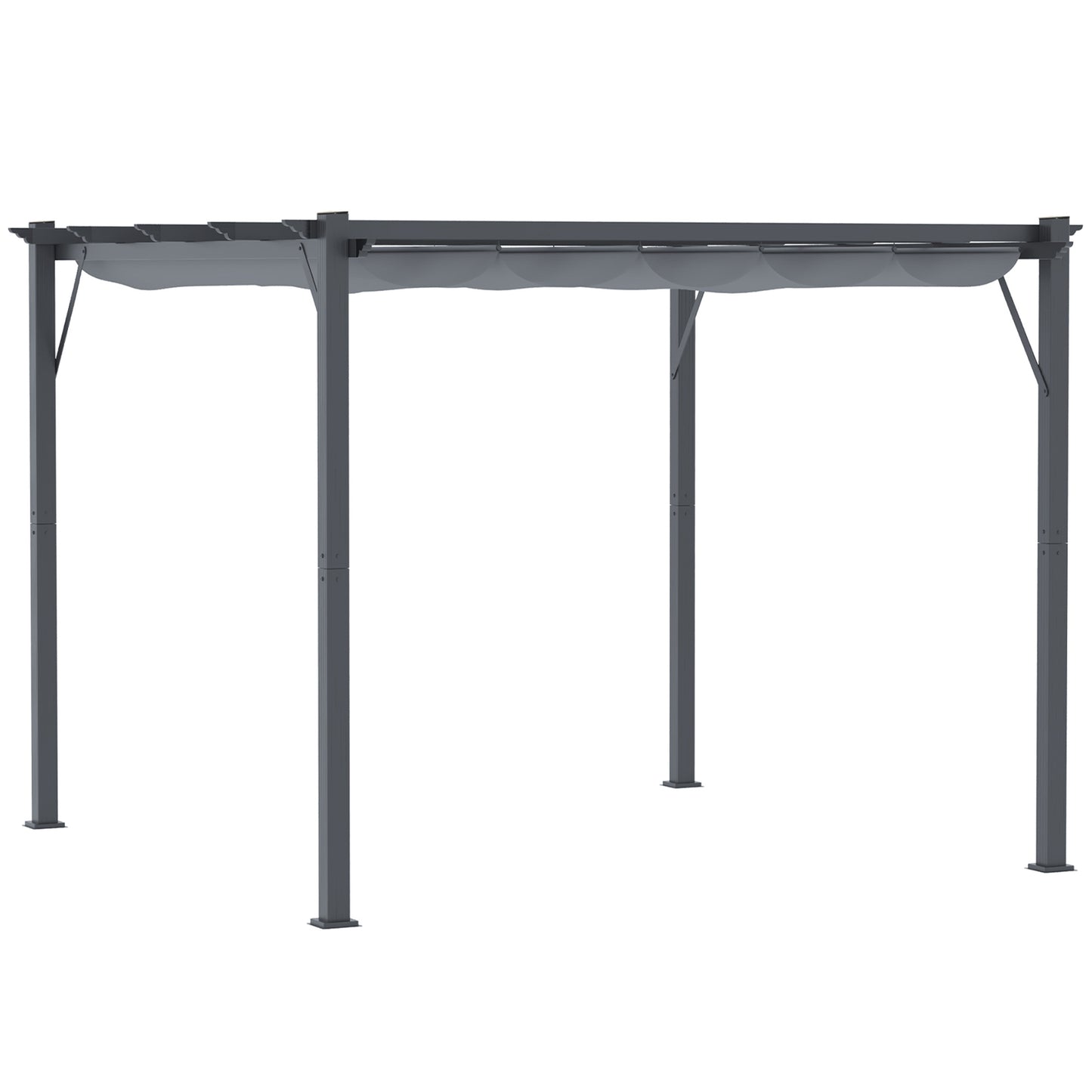 Photo of Outsunny 3 x 3 m Aluminum Gazebo, with Retractable Roof - Grey in Grey colour on a white background