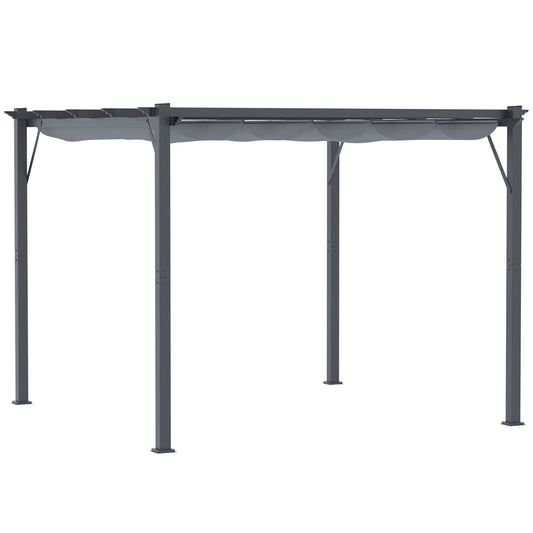 Photo of Outsunny 3 x 3 m Aluminum Gazebo, with Retractable Roof - Grey in Grey colour on a white background