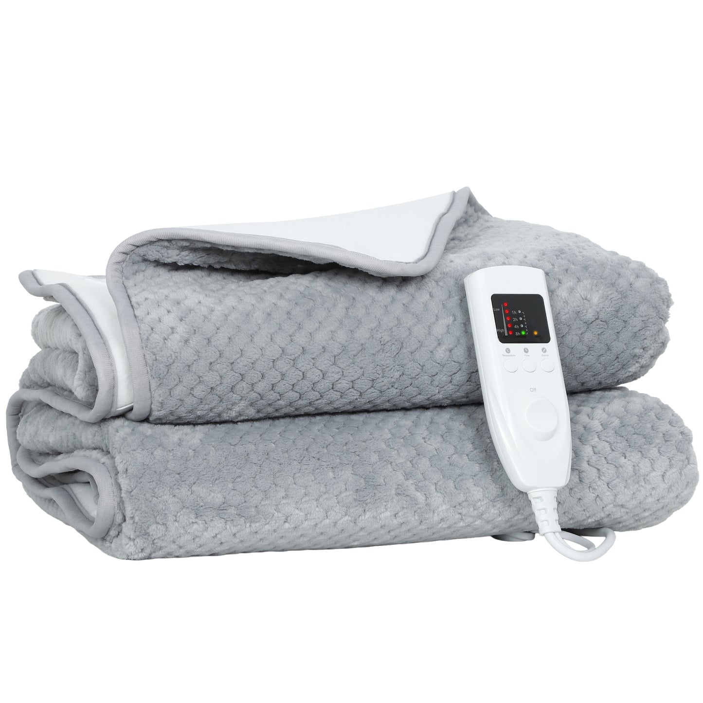 Photo of HOMCOM Heated Electric Blanket, Warm Throw Blanket with 5 Heating Levels, 10 Hour Auto-Off Timer, Grey in Grey colour on a white background