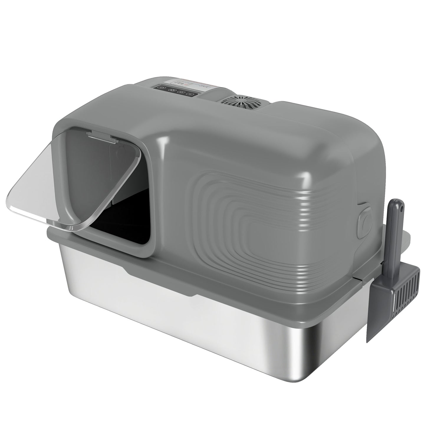 Photo of PawHut 65L Extra Large Stainless Steel Litter Tray with Plasma Deodoriser System, High Sided, Easy to Clean & Odour-Resistant in Odour-Resistant colour on a white background