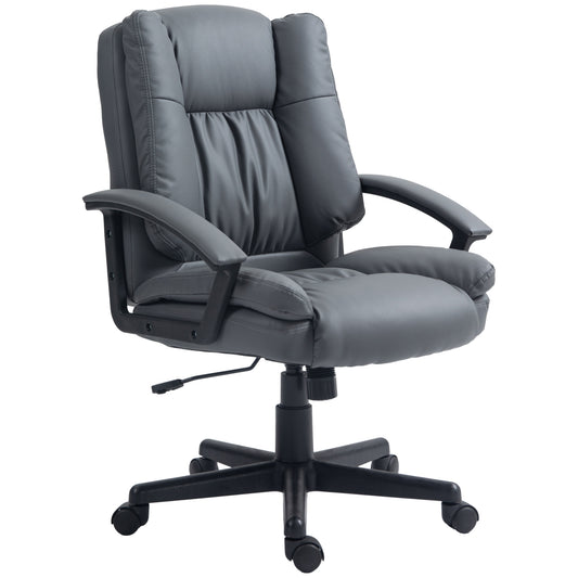 Photo of HOMCOM Office Chair, Computer Desk Chair, Mid Back Executive Chair with Adjustable Height and Swivel Rolling Wheels for Home Study, Dark Grey in Grey colour on a white background
