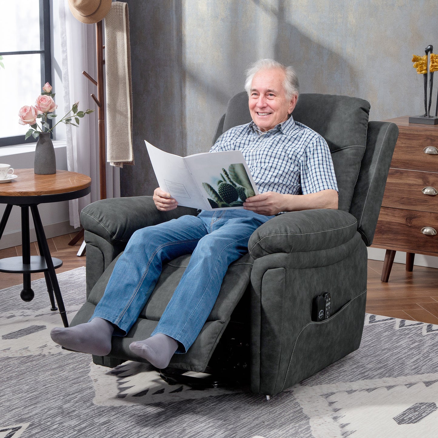 HOMCOM Power Lift Recliner Chair with Vibration Massage, Heat, USB - Grey