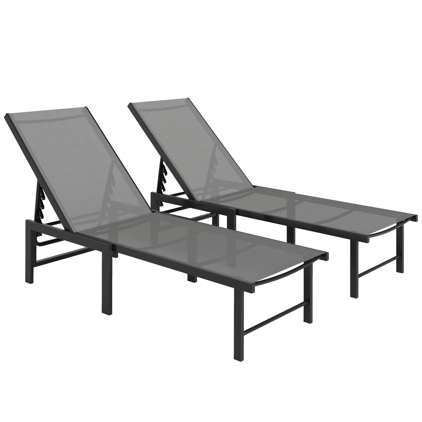 Photo of Outsunny Set of Two Reclining Sun Loungers - Grey in Grey colour on a white background