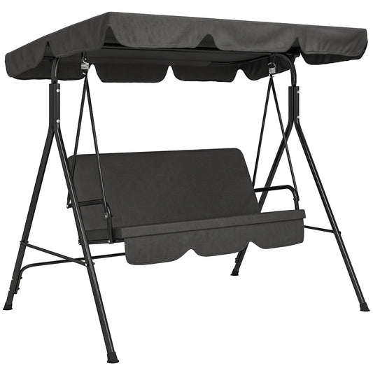 Photo of Outsunny Three-Seater Garden Swing Chair, with Adjustable Canopy - Black in Black colour on a white background