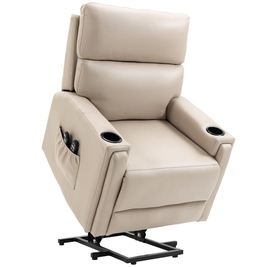Photo of HOMCOM Electric Riser and Recliner Chair, with Massage and Heat - Beige in Beige colour on a white background