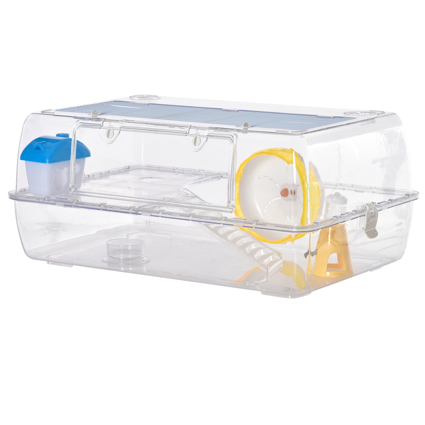 Photo of PawHut Hamster Cage, 2 Tier Gerbil Cage with Running Wheel, Water Bottle, Dish in Dish colour on a white background