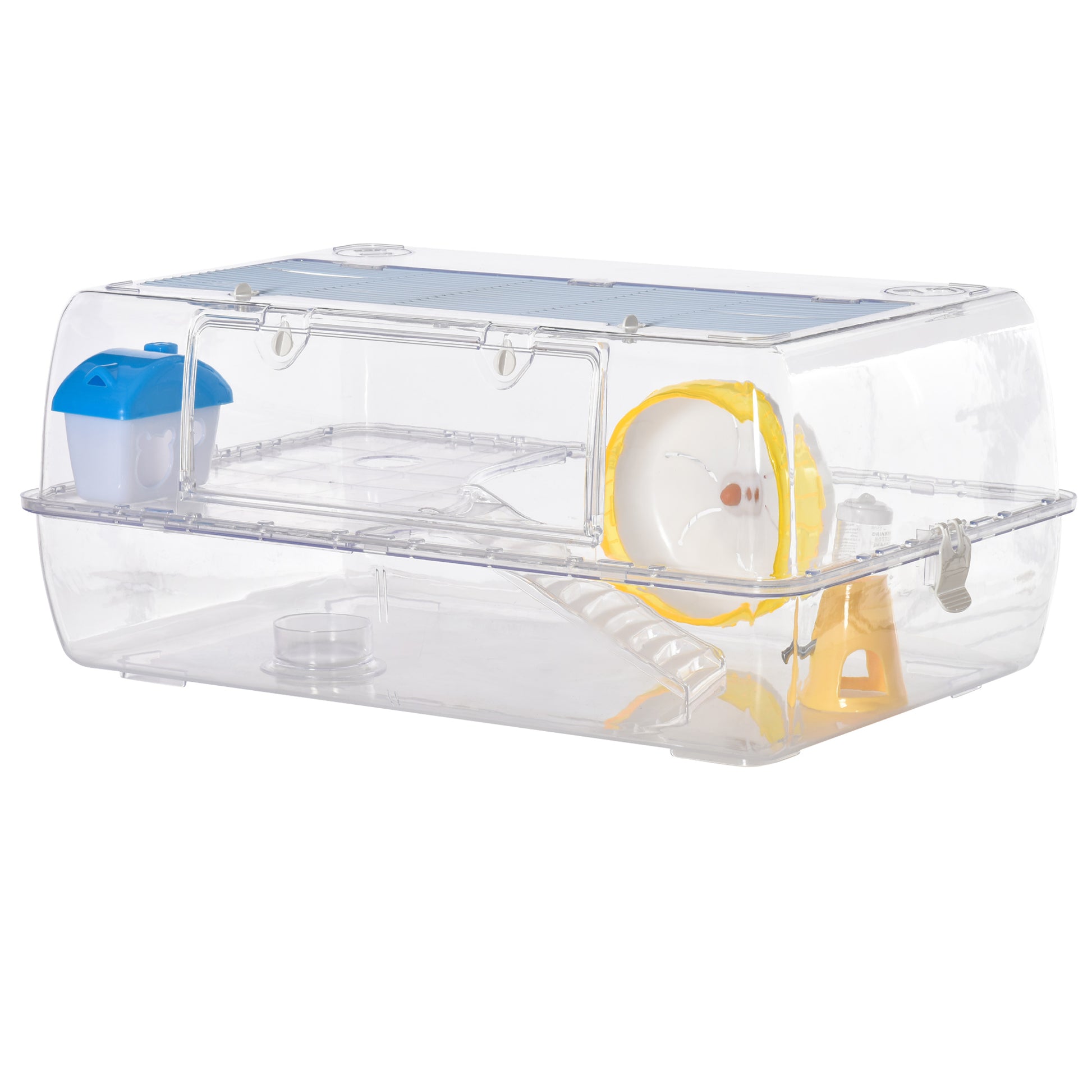 Photo of PawHut Hamster Cage, 2 Tier Gerbil Cage with Running Wheel, Water Bottle, Dish in Dish colour on a white background