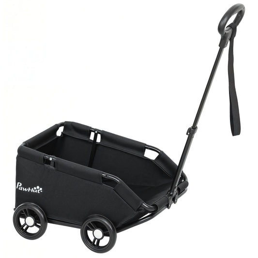 Photo of PawHut Pet Wagon Cart, Dog Stroller for Small Dogs and Cats with 4 Wheels, Safety Straps, Storage Bag, Mat in Mat colour on a white background