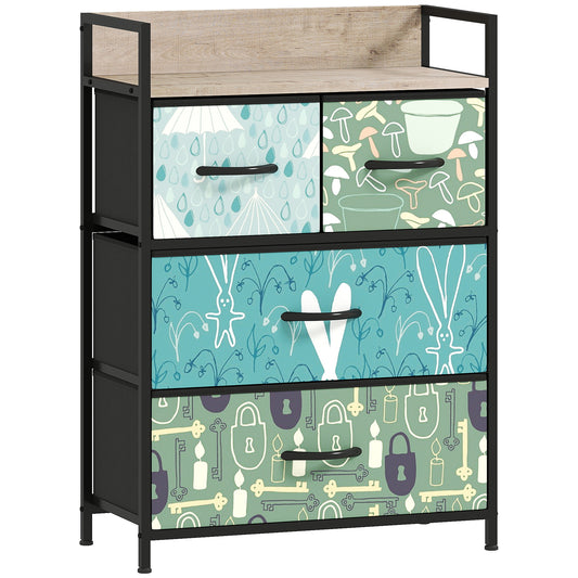 Photo of HOMCOM 4-Drawer Chest of Drawers - Blue in Blue colour on a white background