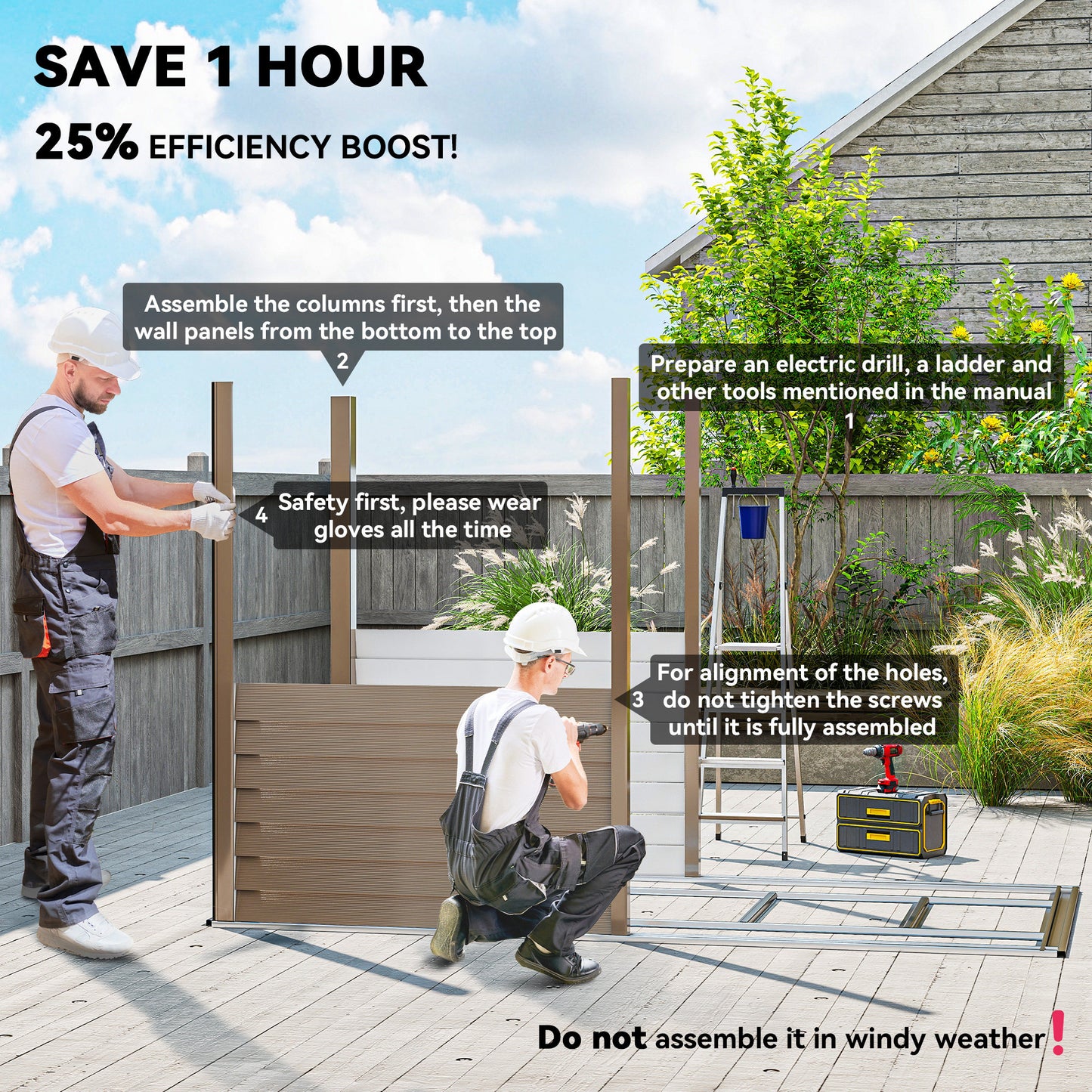 Outsunny 5 x 9ft Galvanised Metal Garden Shed with Foundation Kit, Outdoor Lean-to Shed, Tool Storage House for Garden, Brown