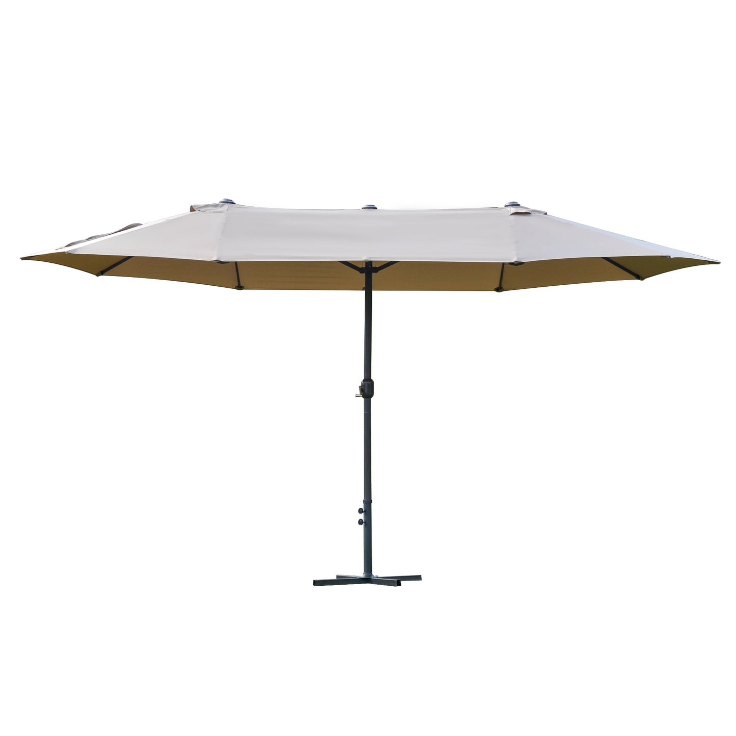 Photo of Outsunny 4.6M Sun Umbrella Canopy Double-sided Crank Sun Shade w/ Cross Base Khaki in Khaki colour on a white background