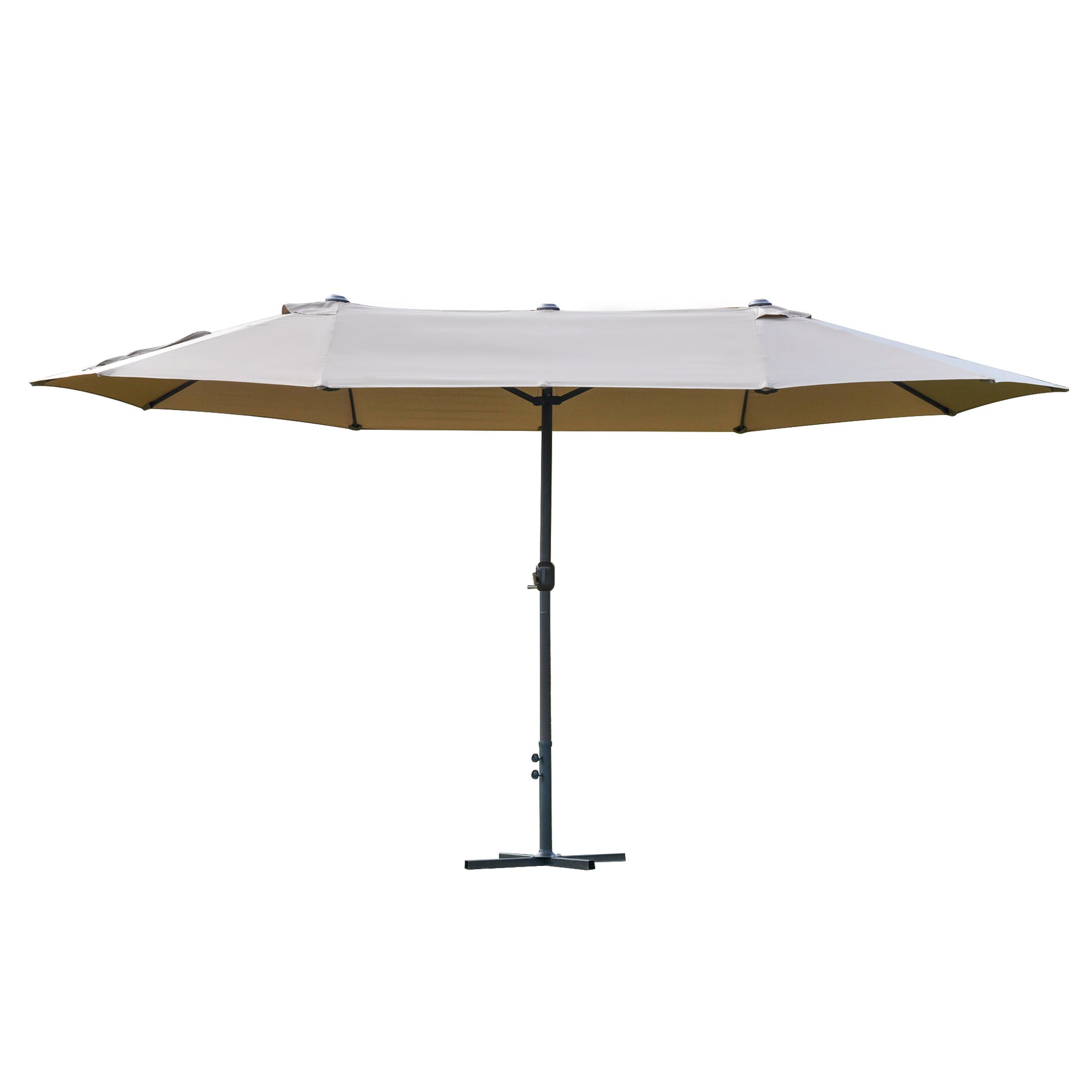 Photo of Outsunny 4.6M Sun Umbrella Canopy Double-sided Crank Sun Shade w/ Cross Base Khaki in Khaki colour on a white background