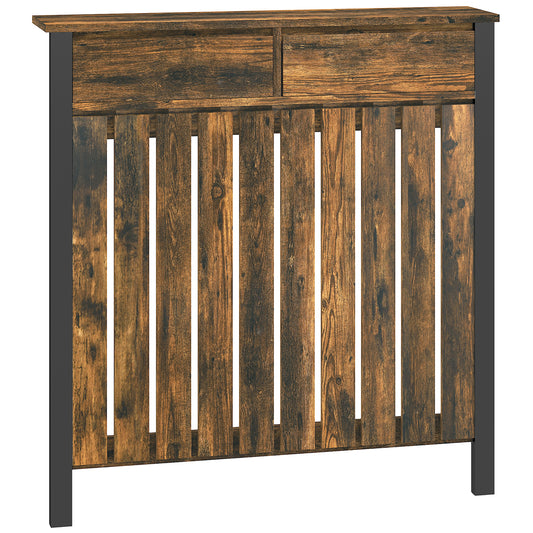 Photo of HOMCOM 93 x 88.5cm Rustic-Look Radiator Cover - Brown/Black in Brown/Black colour on a white background