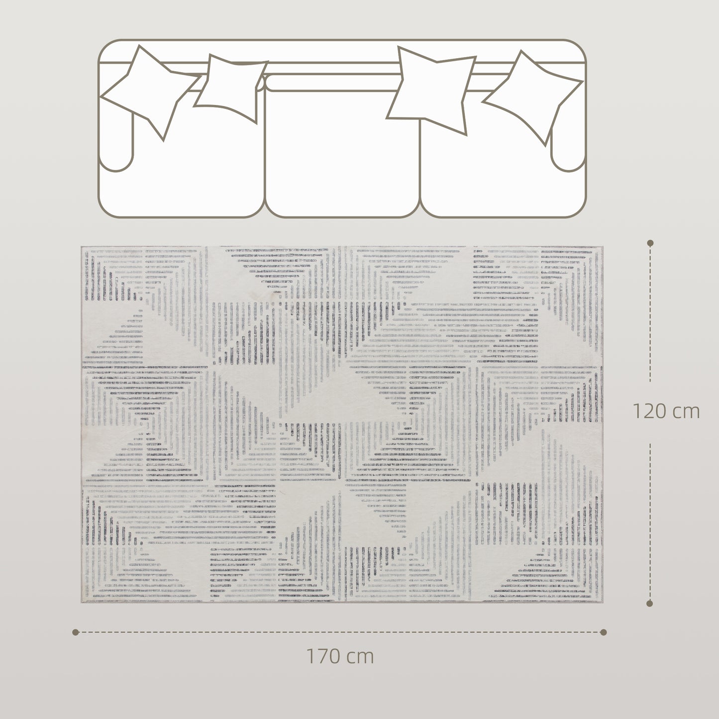 HOMCOM Modern Area Rug, Geometric Pattern Non-Slip Washable Rug, Soft Floor Carpet for Living Room, Bedroom, Dining Room, Home Office, 170 x 120 cm, Grey