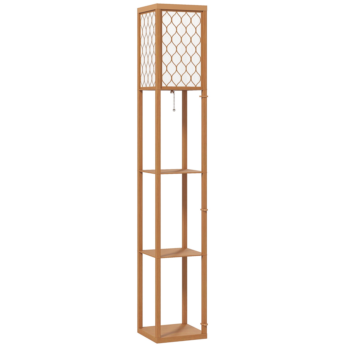 Photo of HOMCOM Three-Shelf Standing Lamp - Natural in Natural colour on a white background