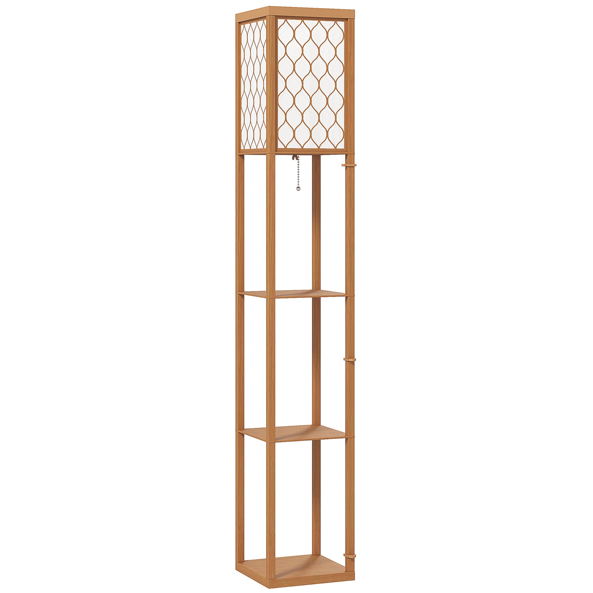 Photo of HOMCOM Three-Shelf Standing Lamp - Natural in Natural colour on a white background
